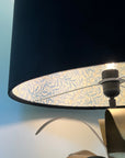 Black Velvet & William Morris Blue Willow Leaves Double Sided Drum Lampshade | Handmade Ceiling Light Shade | Bespoke UK