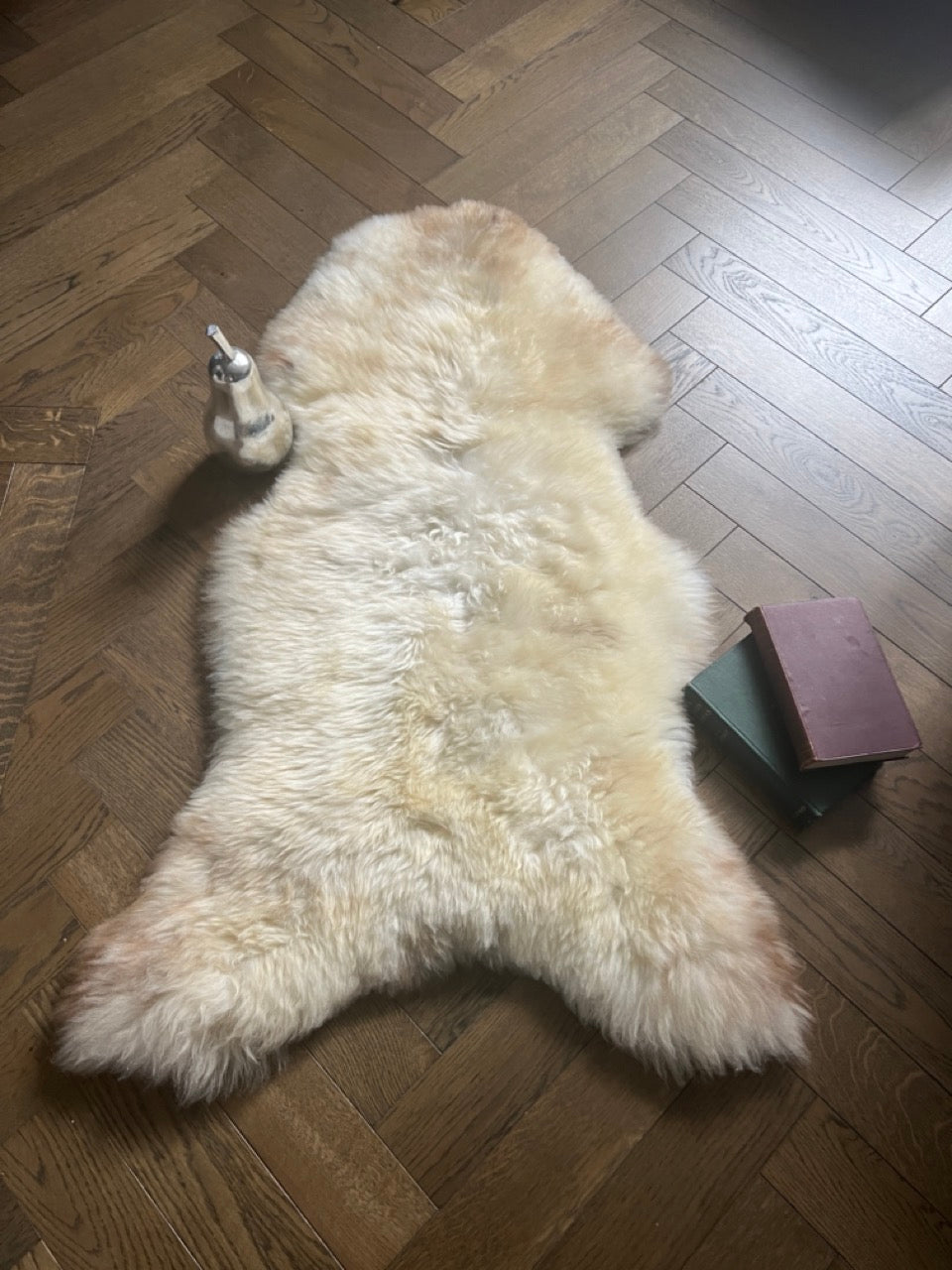 Luxury British rare breed champagne mix sheepskin rug, large natural undyed premium sheepskin, soft silky fur, 100-110cm x 45-50cm by Wildash London at brixbailey.com