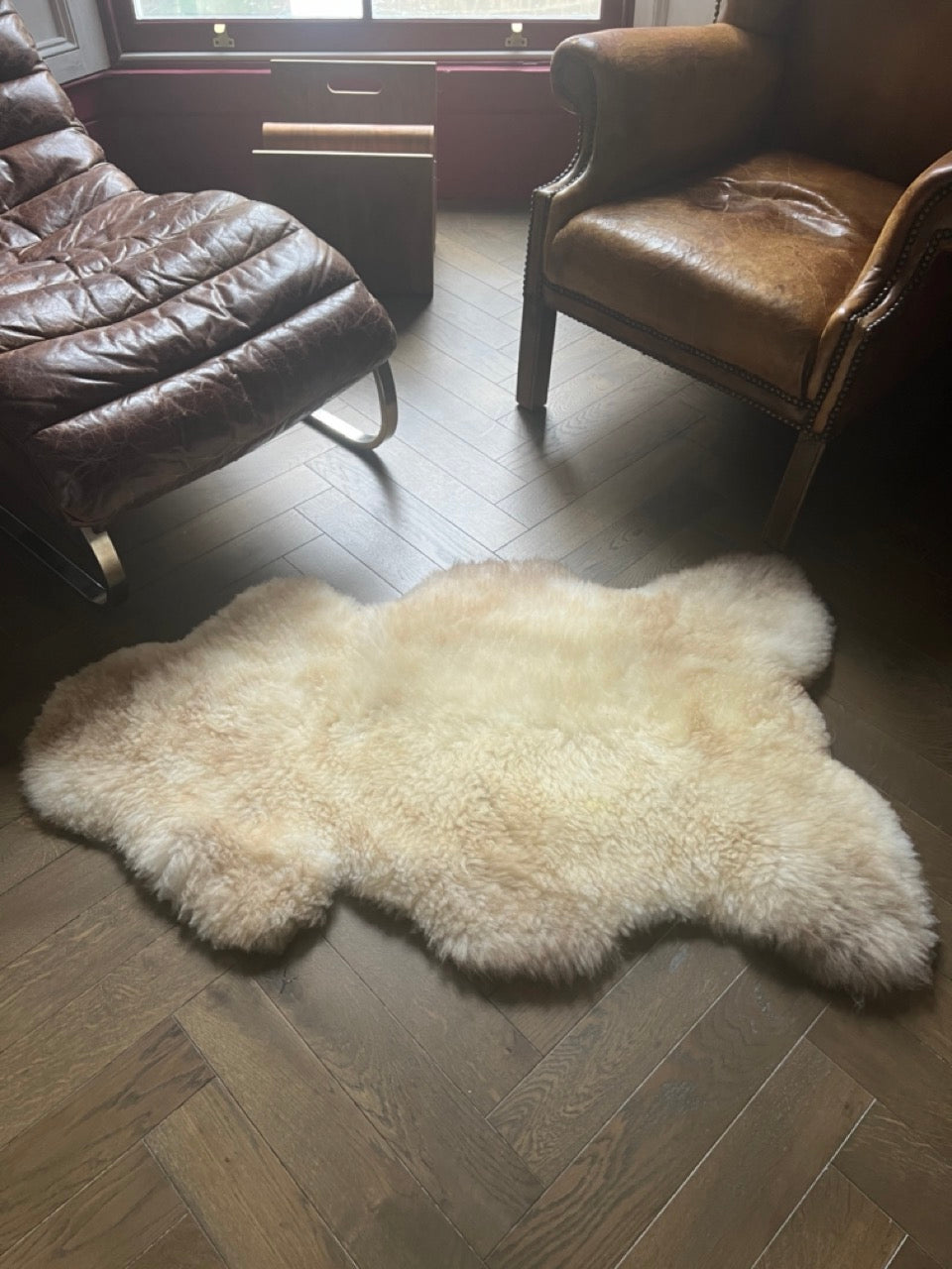 Luxury British rare breed champagne mix sheepskin rug, large premium natural undyed eco-tanned hide, super soft silky fur, best-selling home decor by Wildash London at brixbailey.com