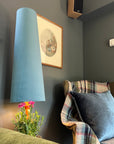 Teal Blue Velvet Lampshade | Extra Tall Cone Light Shade | Bespoke Handmade UK