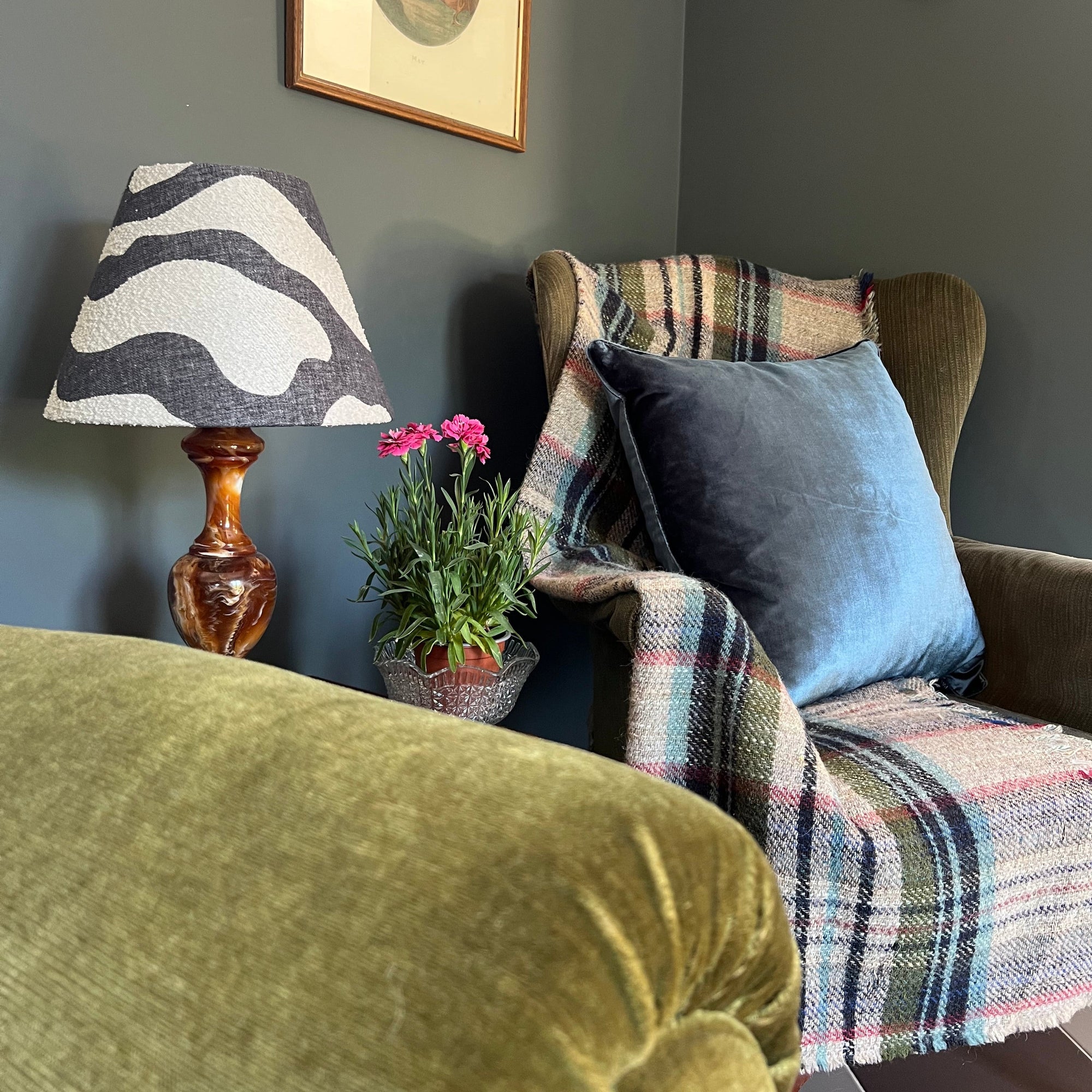 Black Wiggle Textured Steep Empire Lampshade | Handmade Ceiling Light Shade | UK