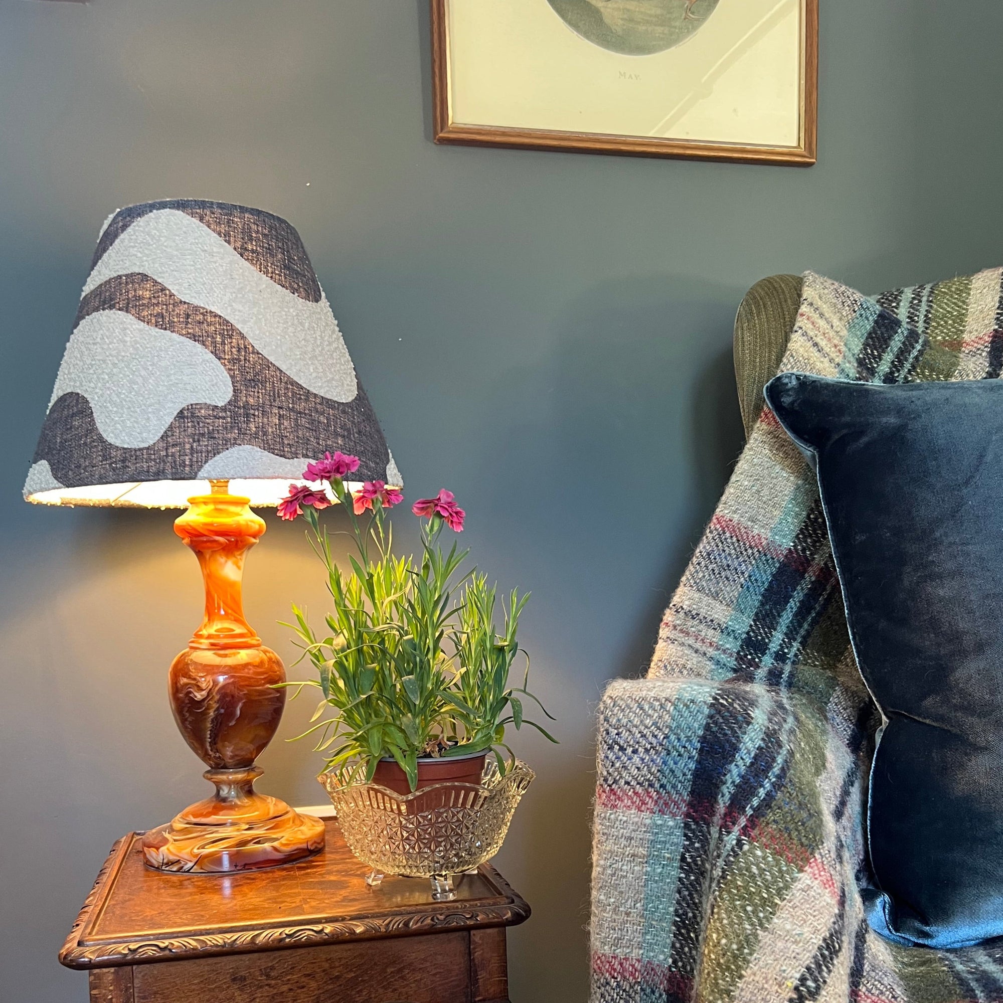 Black Wiggle Textured Steep Empire Lampshade | Handmade Ceiling Light Shade | UK