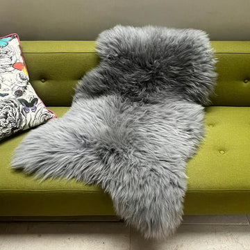 British Sheepskin Rug Sheep Skin Throw - Slate Grey - Hygge Nordic Décor