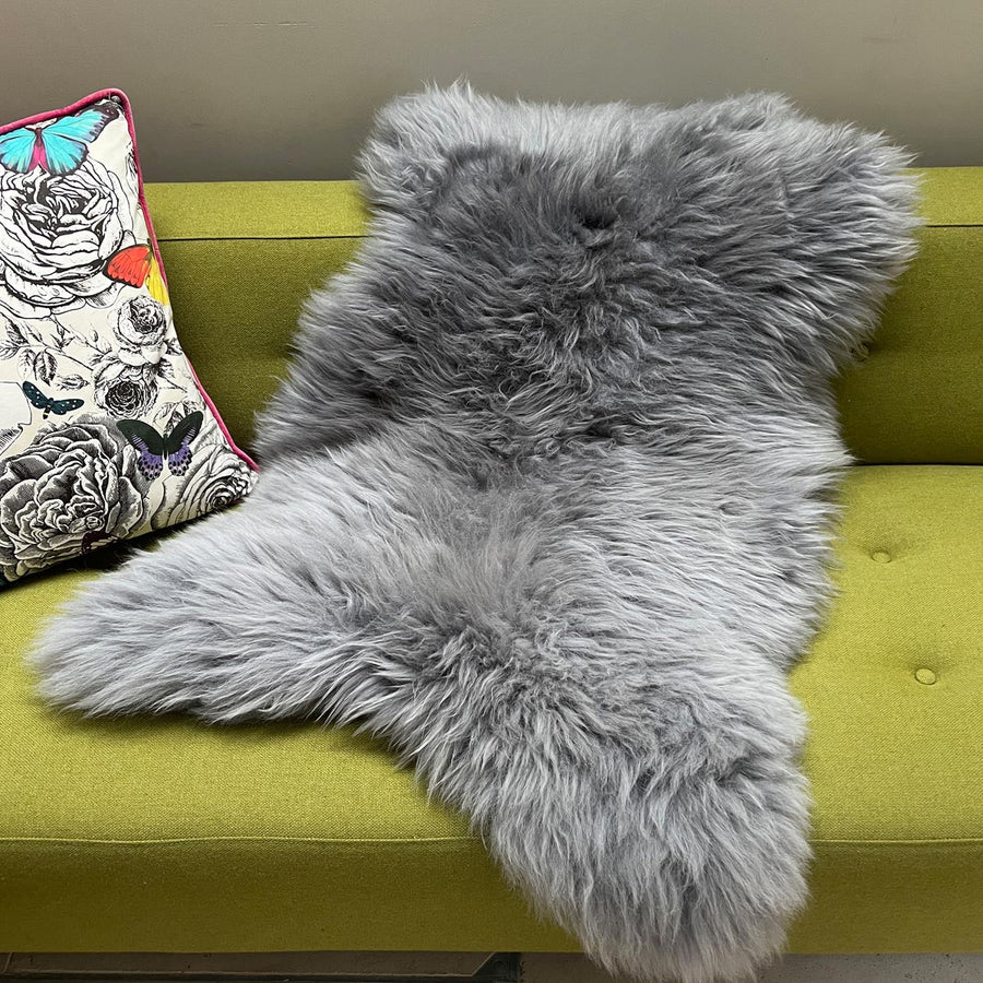 British Sheepskin Rug Sheep Skin Throw - Slate Grey - Hygge Nordic Décor