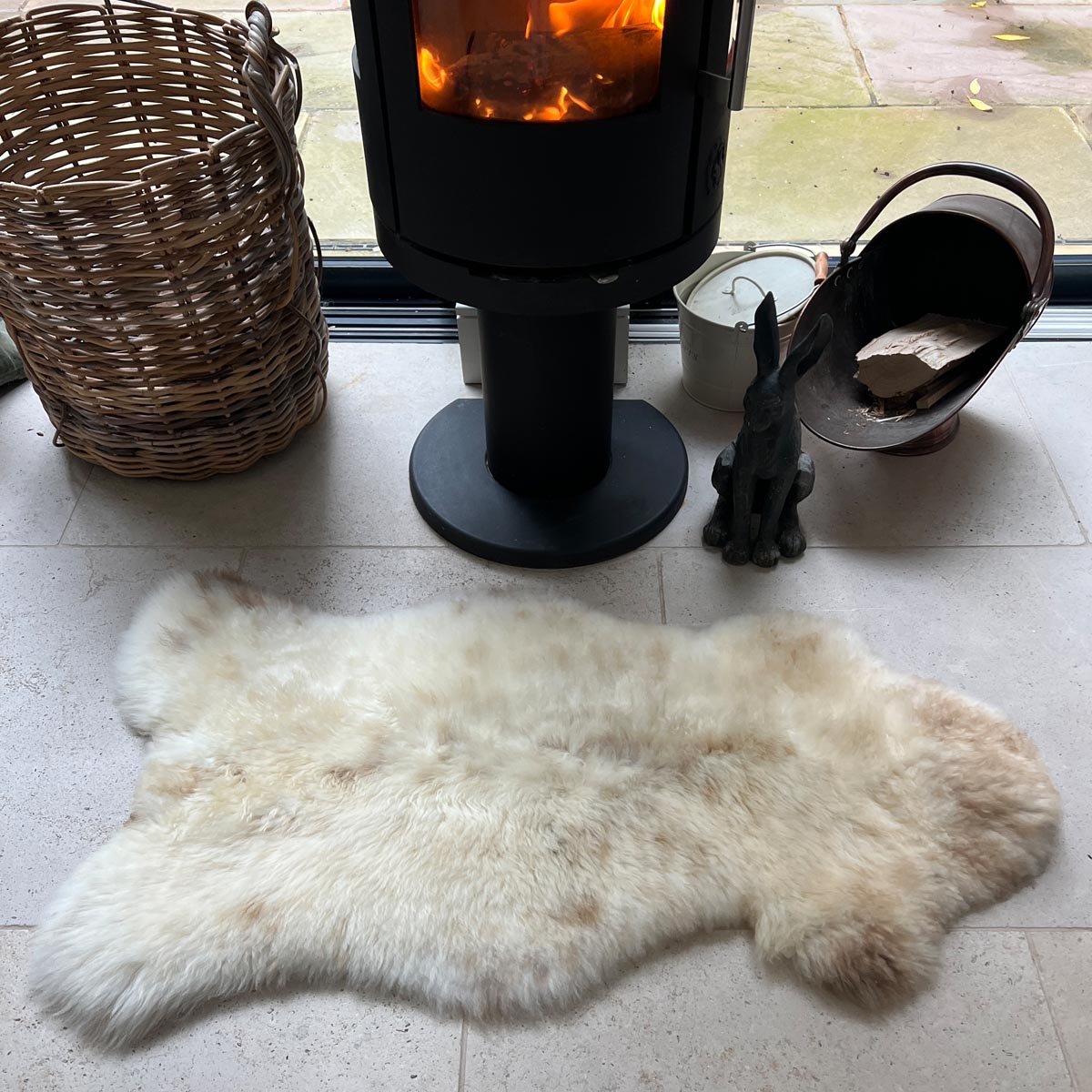 Luxury champagne mix sheepskin rug, premium 100% natural free-range rare breed, soft silky fur, large undyed fleece for indoor outdoor use by Wildash London at brixbailey.com