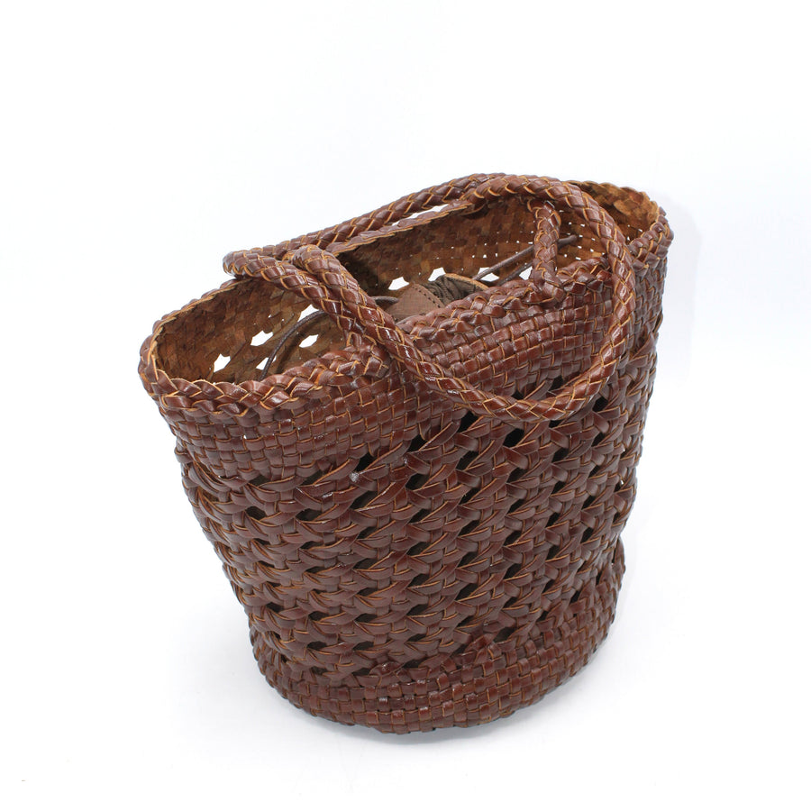 Handmade Leather Tote Bag - Genuine Top Grain Leather & Cotton Canvas - 22cm Tall - Eco-Friendly & Durable by Sook Stainable at brixbailey.com