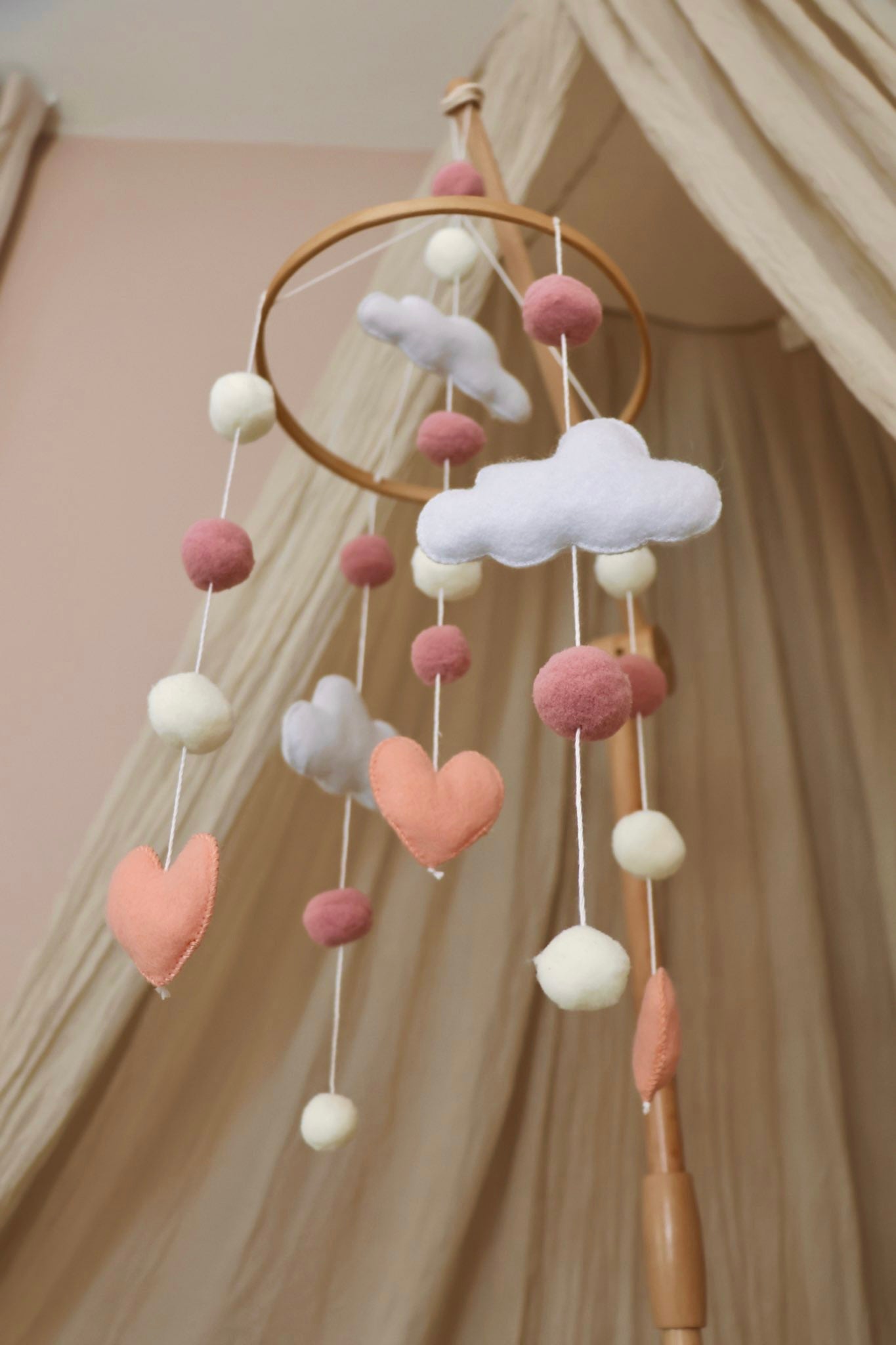 Handmade Little Hearts baby mobile-2