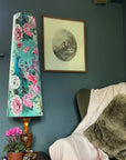Peacock, floral velvet cone lampshade, in duck egg, extra tall