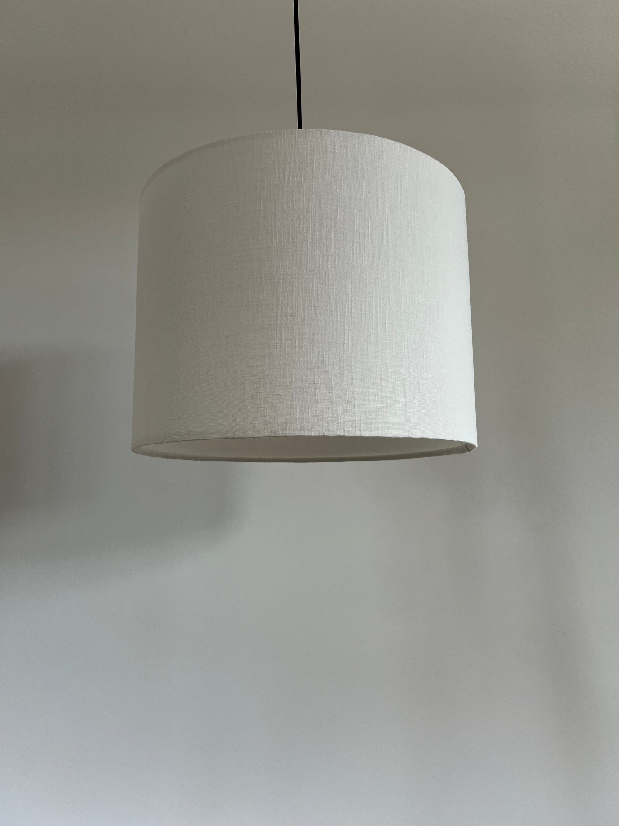 Off white linen drum lampshade/ ceiling shade with a white lining