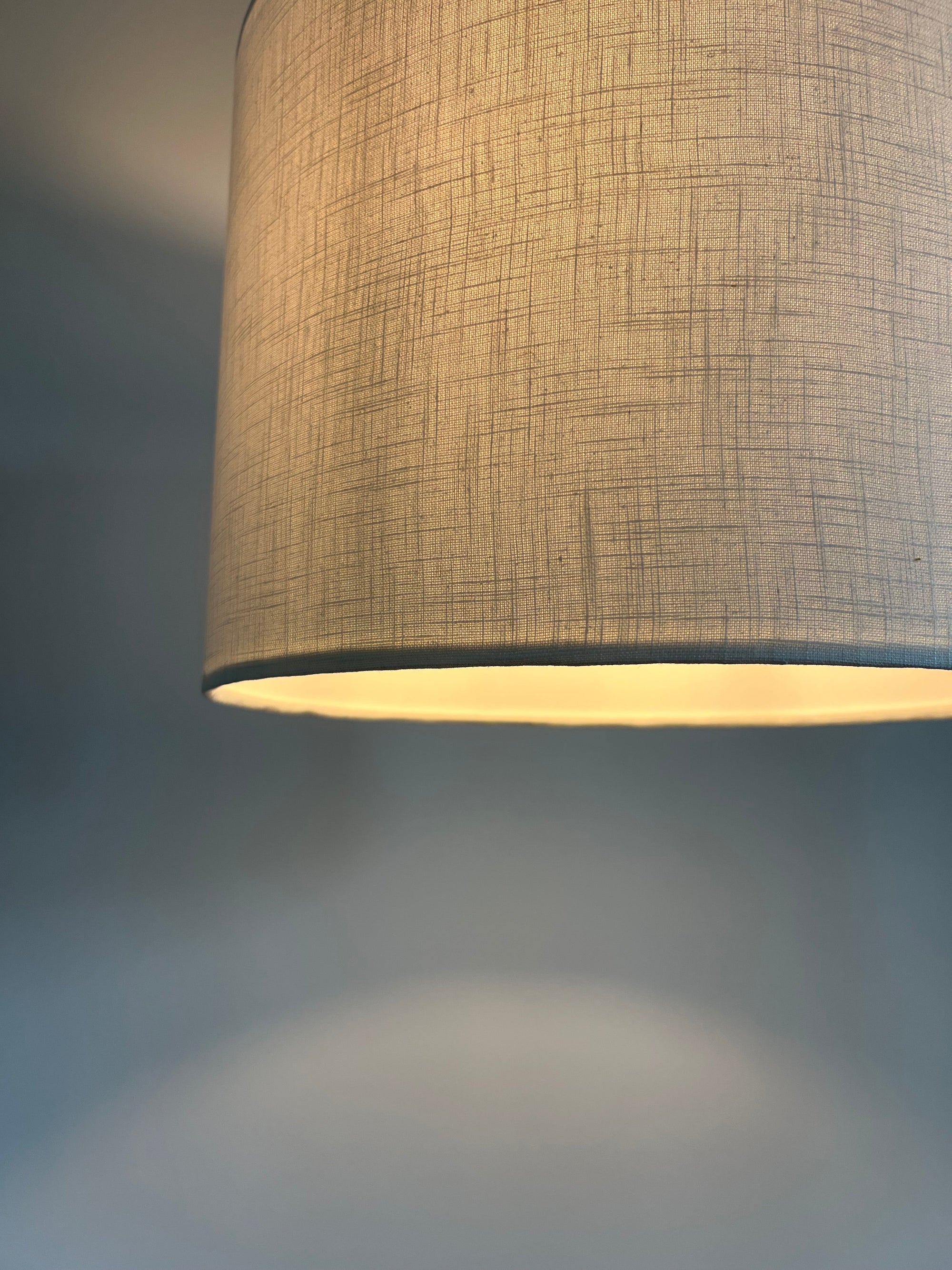 Off white linen drum lampshade/ ceiling shade with a white lining