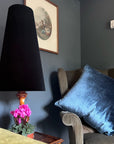 Black Velvet Lampshade | Extra Tall Cone Light Shade | Bespoke Handmade UK