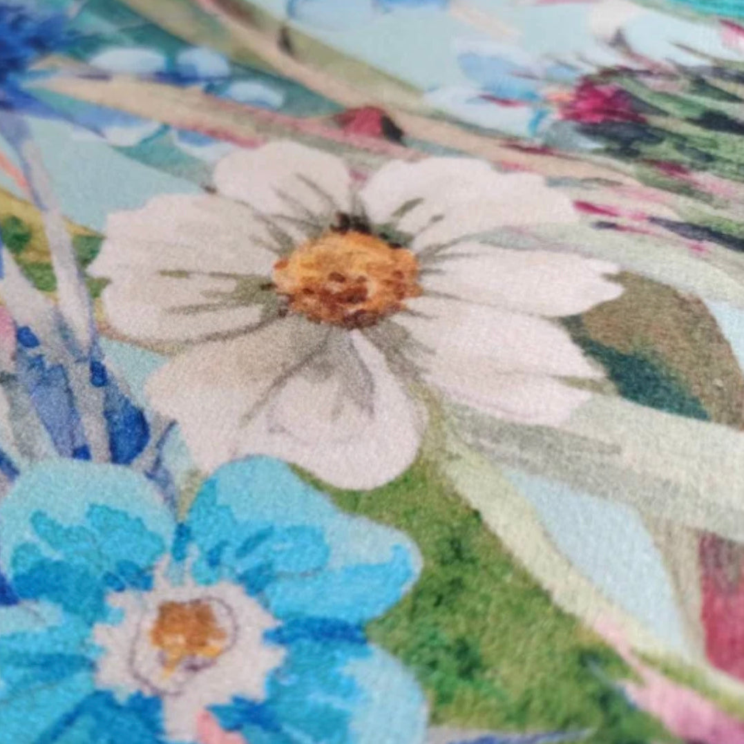 Spring Garden Velvet Lampshade | Extra Tall Cylinder Ceiling Light Shade | Bespoke Handmade UK