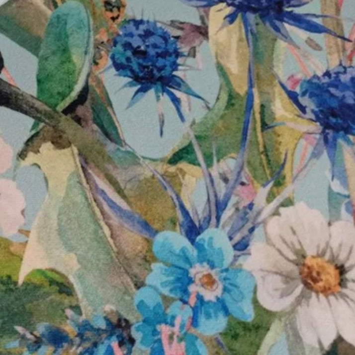 Spring Garden Velvet Lampshade | Extra Tall Cylinder Ceiling Light Shade | Bespoke Handmade UK
