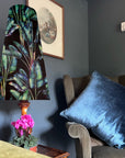Leaves velvet cone lampshade, extra tall lampshade, black