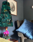 Jungle velvet cone lampshade, in black, extra tall lampshade