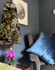 Peacock, butterfly velvet cone lampshade, in black, extra tall lampshade