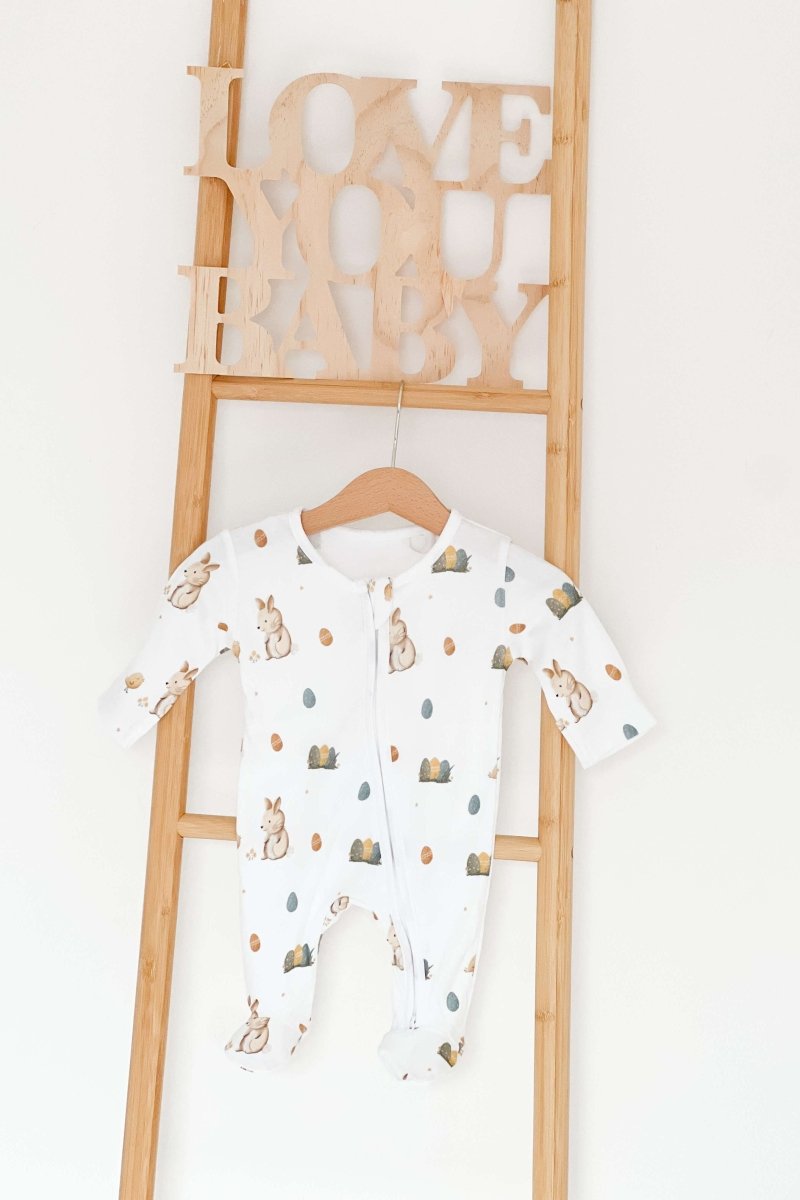 Cozy Easter Bunny Bamboo &amp; Organic Cotton Zip Sleepsuit One Piece