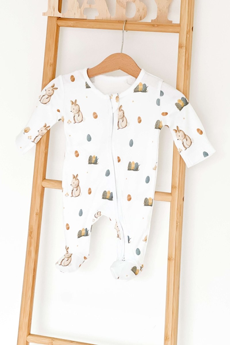 Cozy Easter Bunny Bamboo &amp; Organic Cotton Zip Sleepsuit One Piece