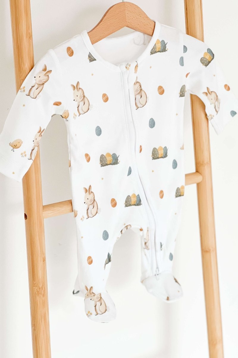 Cozy Easter Bunny Bamboo &amp; Organic Cotton Zip Sleepsuit One Piece