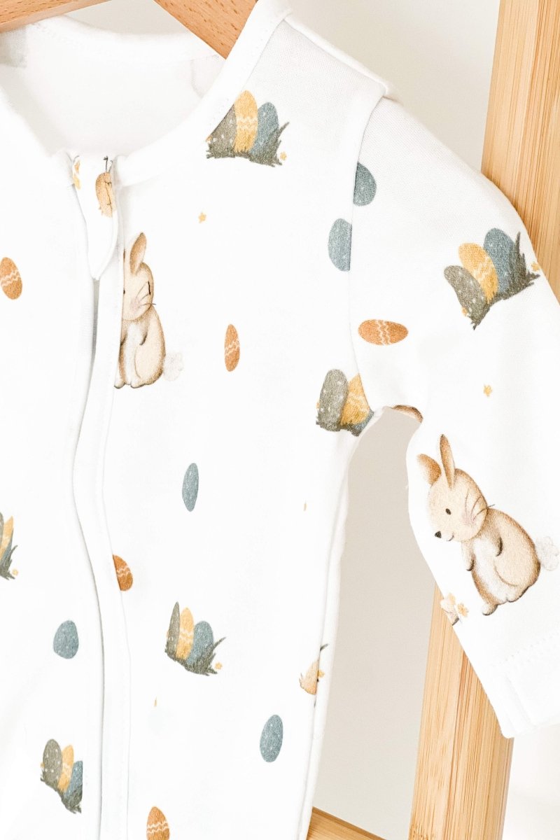 Cozy Easter Bunny Bamboo &amp; Organic Cotton Zip Sleepsuit One Piece