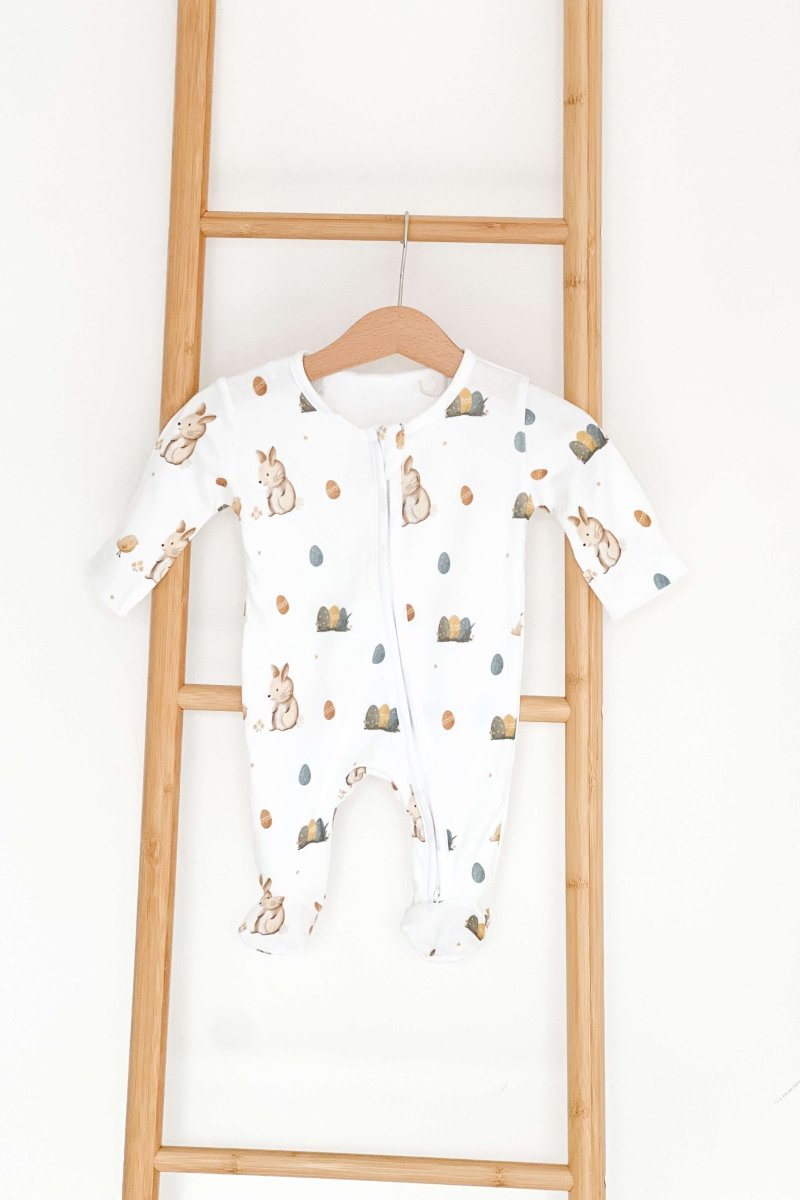 Cozy Easter Bunny Bamboo &amp; Organic Cotton Zip Sleepsuit One Piece
