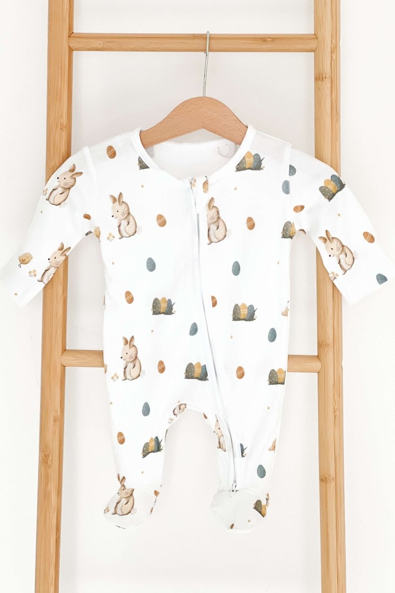 Cozy Easter Bunny Bamboo &amp; Organic Cotton Zip Sleepsuit One Piece