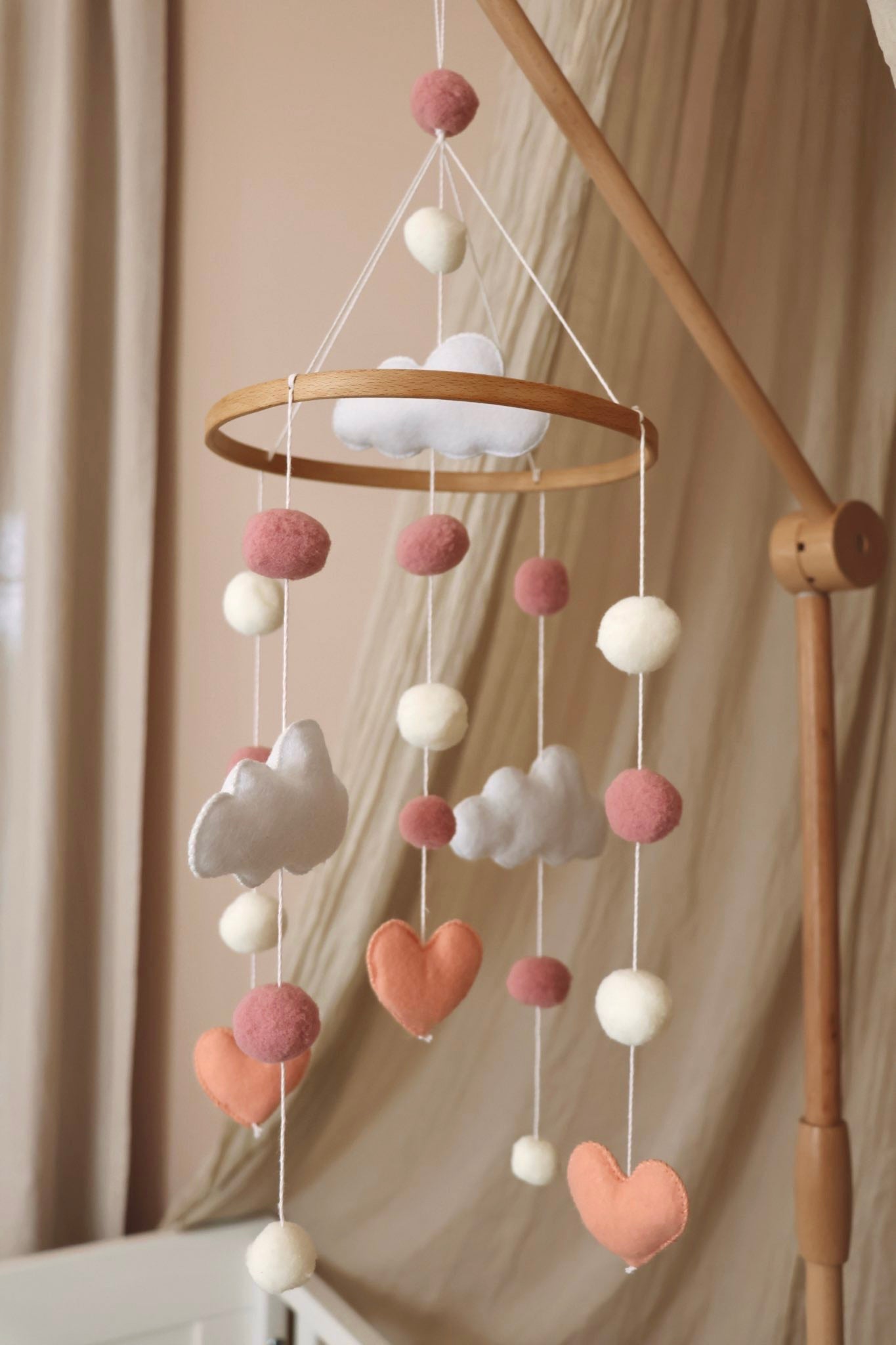 Handmade Little Hearts baby mobile-0