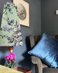 Purple floral velvet cone lampshade, extra tall lampshade