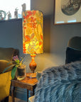 Autumn Leaves Cotton Lampshade | Extra Tall Cylinder Ceiling Light Shade | Bespoke Handmade UK