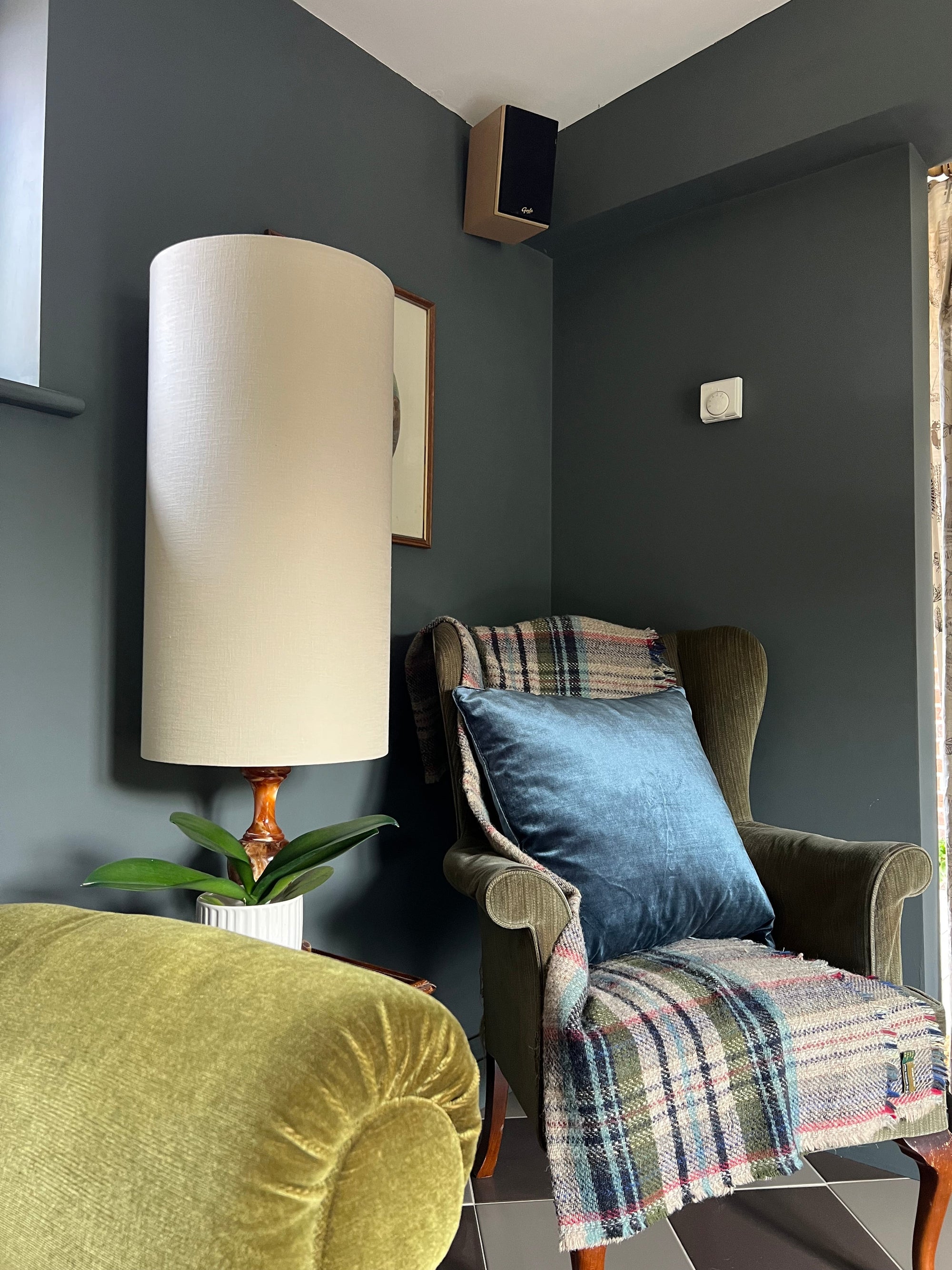 Natural Linen Lampshade | Extra Tall Cylinder Ceiling Light Shade | Bespoke Handmade UK