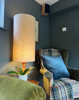Natural Linen Lampshade | Extra Tall Cylinder Ceiling Light Shade | Bespoke Handmade UK