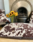 Luxury Faux Cowhide Dog Daybed with Removable Cover – Handmade in Devon