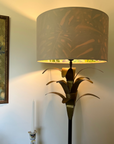 Cream Velvet & Leaves Double Sided Drum Lampshade | Handmade Ceiling Light Shade | Bespoke UK