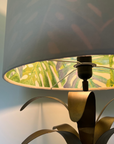 Cream Velvet & Leaves Double Sided Drum Lampshade | Handmade Ceiling Light Shade | Bespoke UK