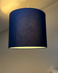 Navy cotton drum lampshade/ ceiling shade with a white lining