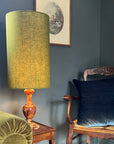 Olive Linen Lampshade | Extra Tall Cylinder Ceiling Light Shade | Bespoke Handmade UK