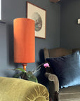 Burnt orange Velvet cylinder lampshade, extra tall lampshade