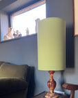 Sage Cotton Lampshade | Extra Tall Cylinder Ceiling Light Shade | Bespoke Handmade UK
