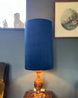 Navy Velvet cylinder lampshade, extra tall lampshade
