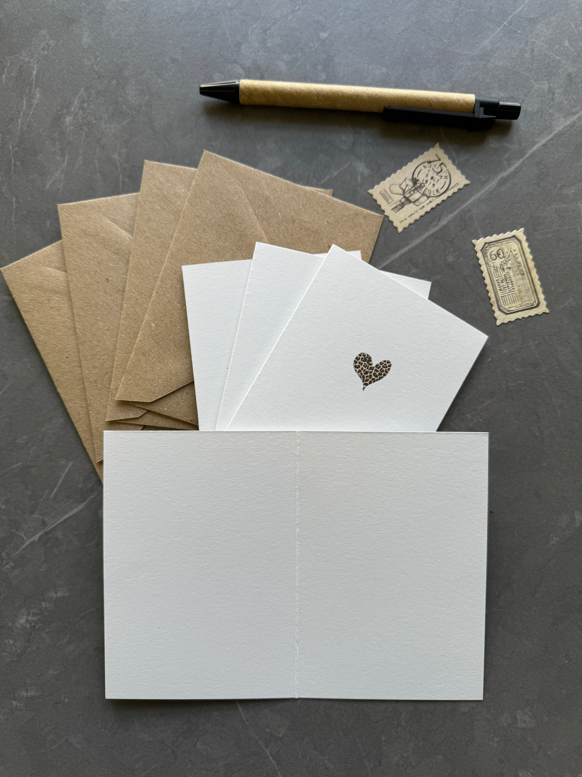 Small note cards with leopard print heart