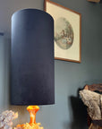 Black velvet cylinder lampshade, extra tall lampshade