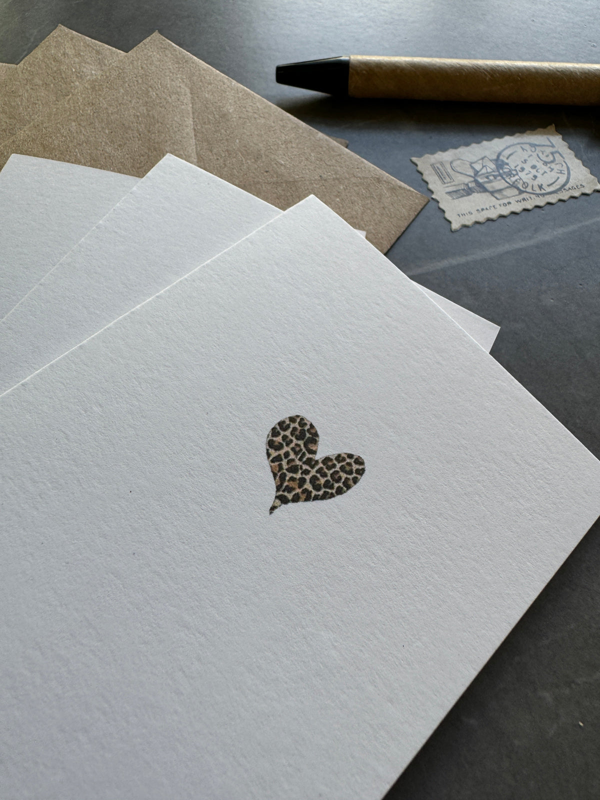 Small note cards with leopard print heart