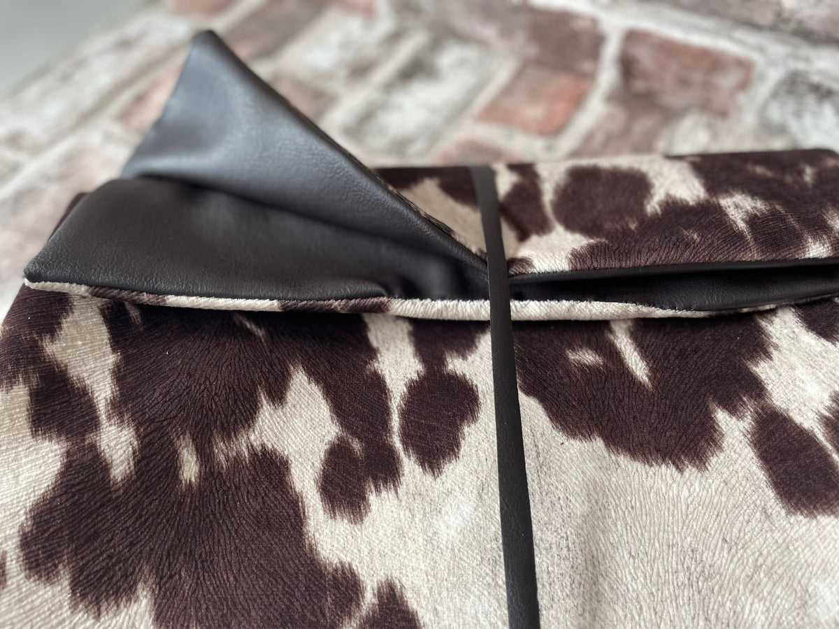 Moody Cow Reversible Pet Blanket | Faux Cowhide &amp; Sherpa | Handmade Luxury Throw for Dogs | Protects Furniture UK