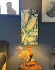 Tripura midnight Leaves Velvet cylinder lampshade, extra tall lampshade
