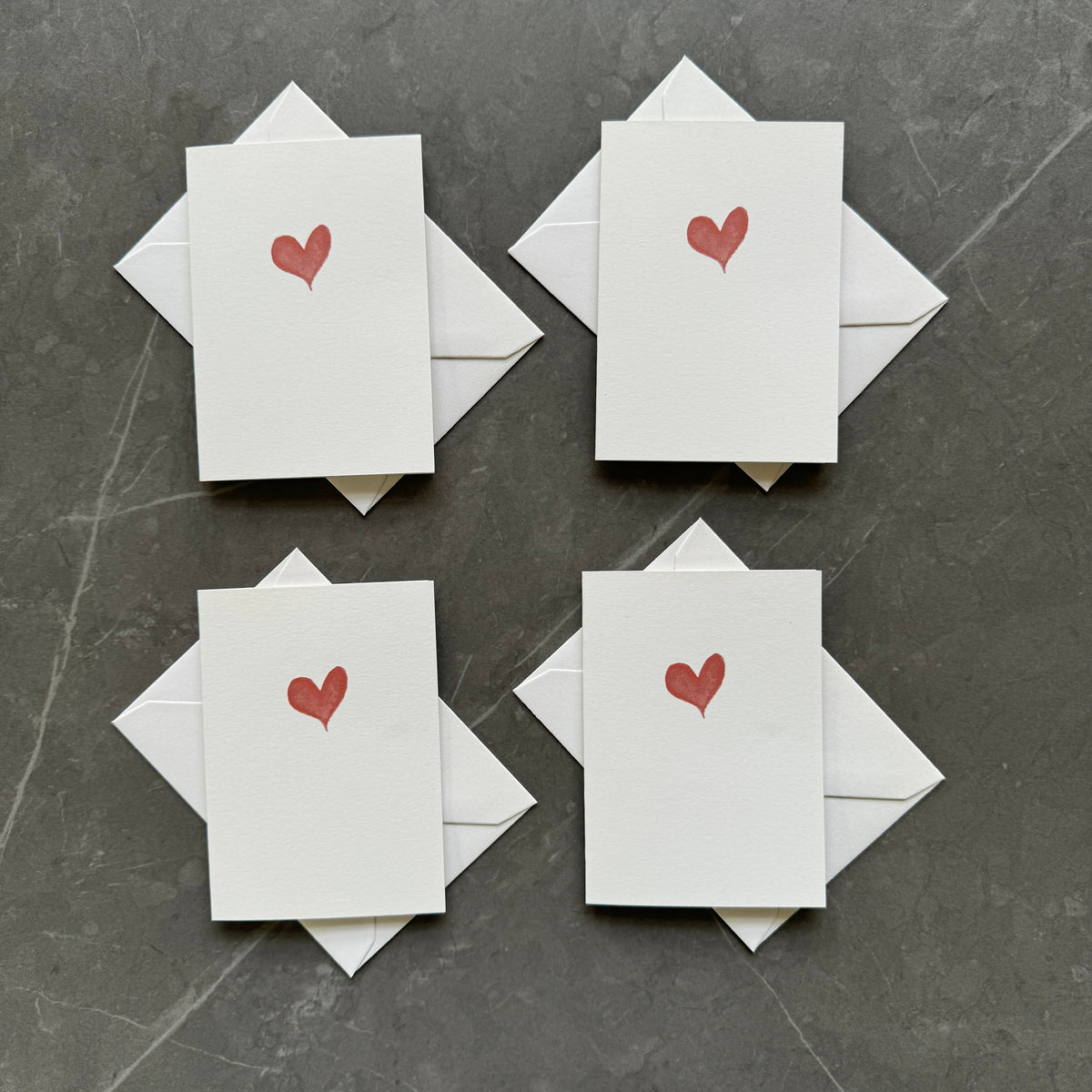 Small note cards with red watercolour love heart
