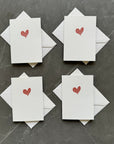 Small note cards with red watercolour love heart