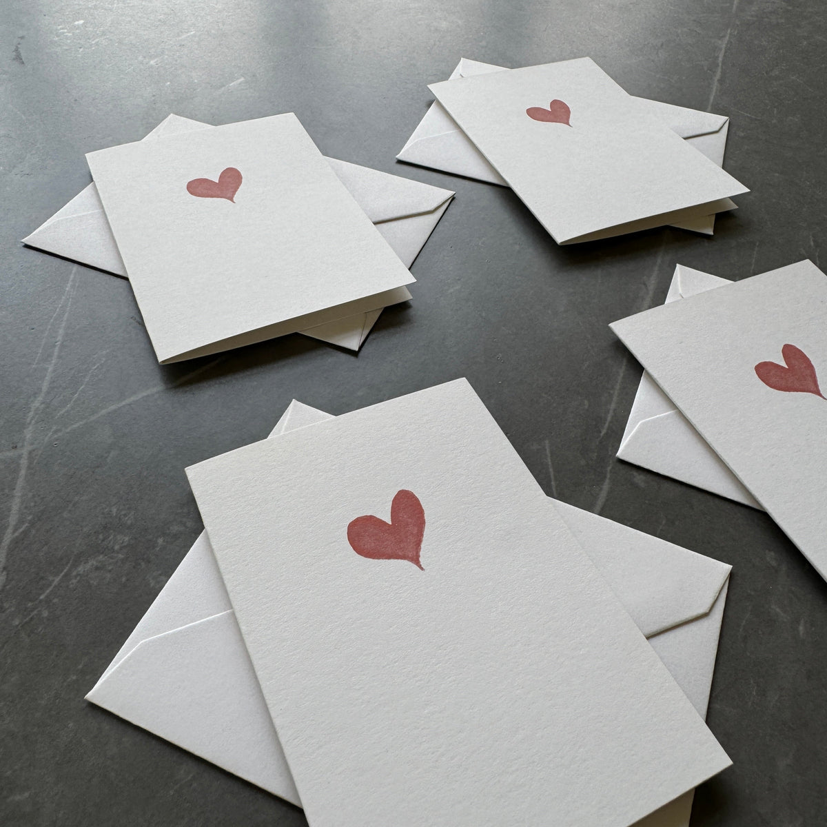 Small note cards with red watercolour love heart