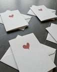 Small note cards with red watercolour love heart