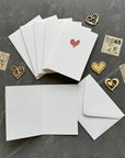 Small note cards with red watercolour love heart