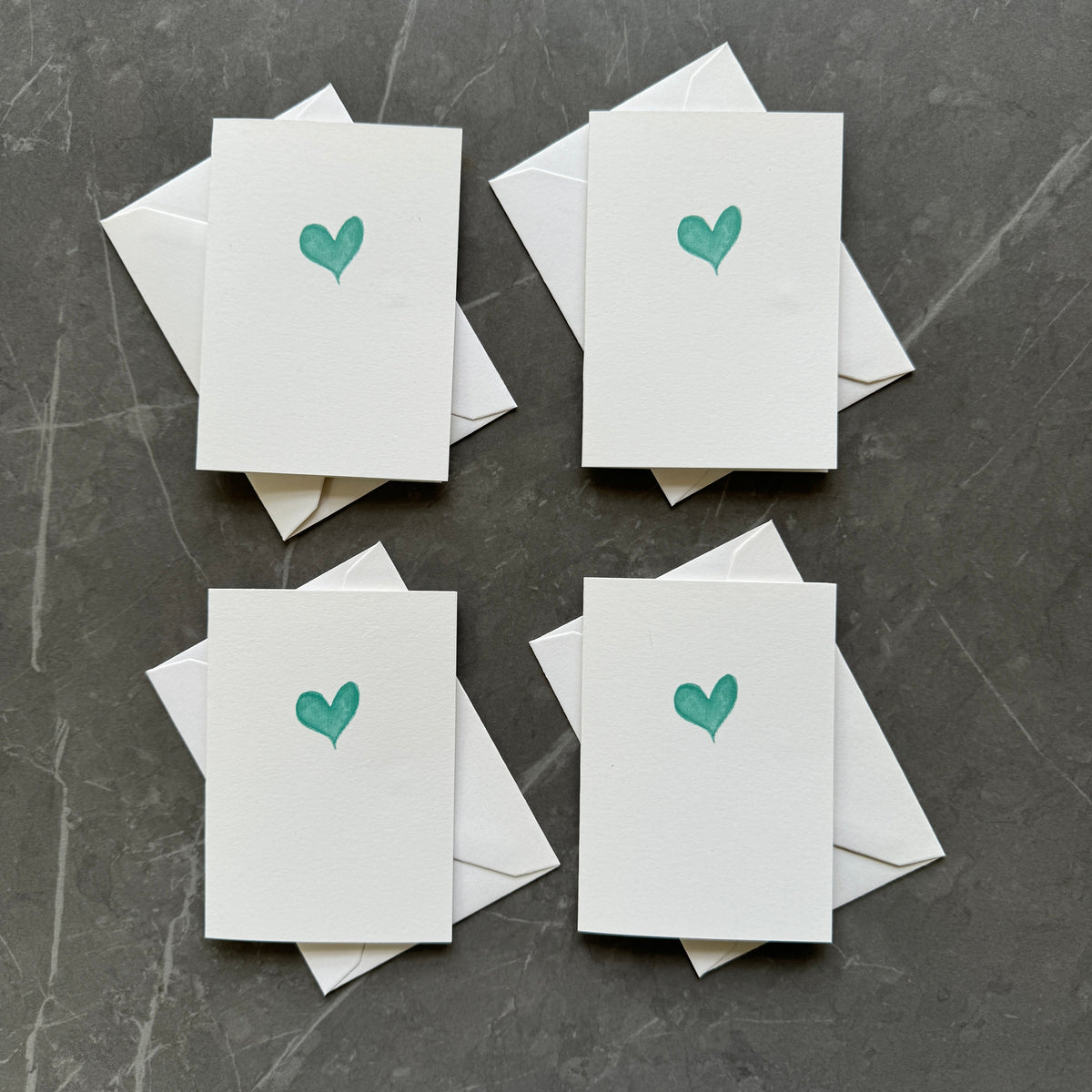 Small note cards with teal watercolour love heart